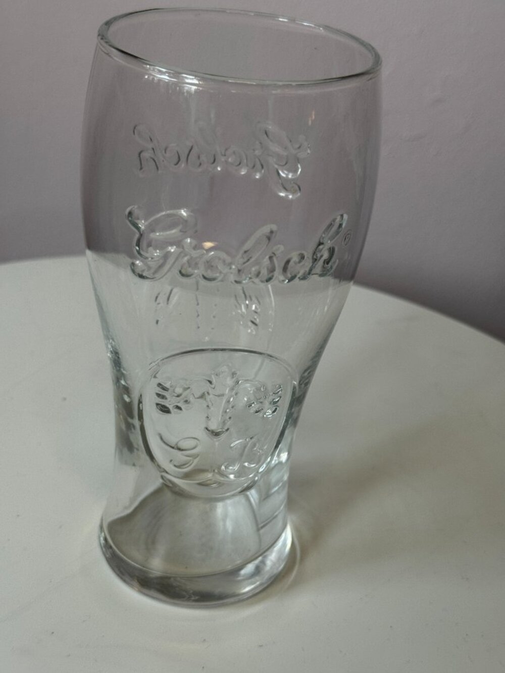 Grolsch Embossed Pilsner Beer Pint Barware, Clear Glass